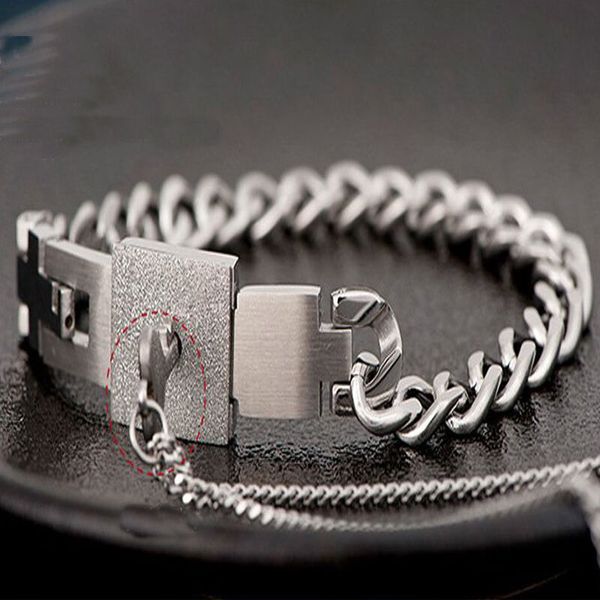 

titanium lovers jewelry set concentric lock bracelet love key rhinestones pendants necklace wedding engagement couples valentine's day, Silver