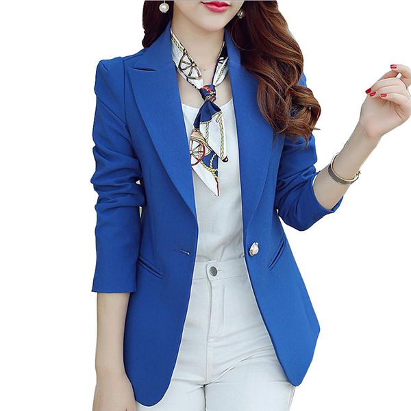 

women blazers and jackets 2019 candy 6 colors single button long sleeve notched blazer summer clothes casual suit coat female, White;black