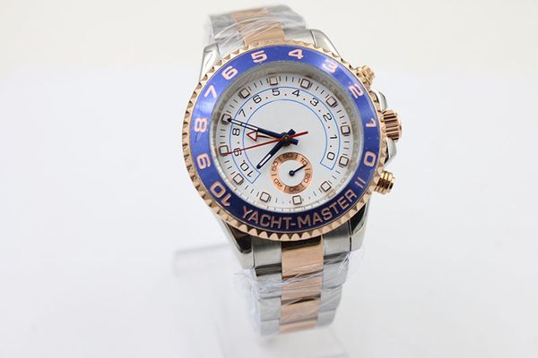 

luxury automatic movement watch men white yatch master ceramic bezel 316 stainless band montre homme, Slivery;brown
