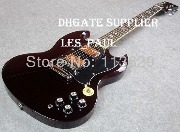 

New ale cu tom thunder truck ac dc angu young ignature g aged cherry wine red mahogany body electric guitar lightning bolt inlay