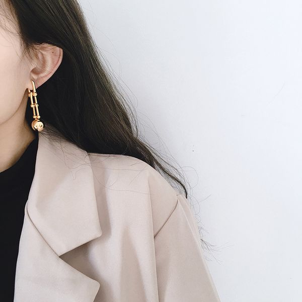 

wholesale stainless steel jewelry steel ball earrings womens designer earrings gold designer fashion earings, Golden