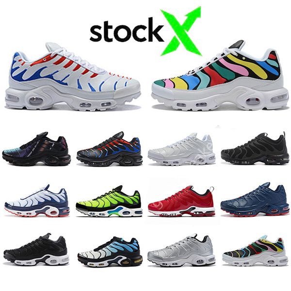 

2020 mens tn plus se running shoes triple black white shark hyper blue spray paint scream green men trainer runner sports sneakers