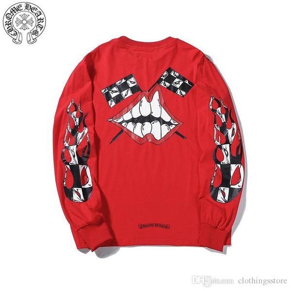 

chromes сердца прилива бренд свитер мужского дизайнер длинный рукав рубашка мода печать футболка тенденция tshirt хип-хоп с длинными рукавам, White;black