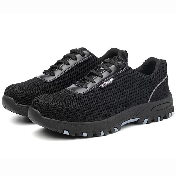 

nice work safety boots men shoes breathable work shoes slip-on safety anti-puncture boots male sneaker, Black