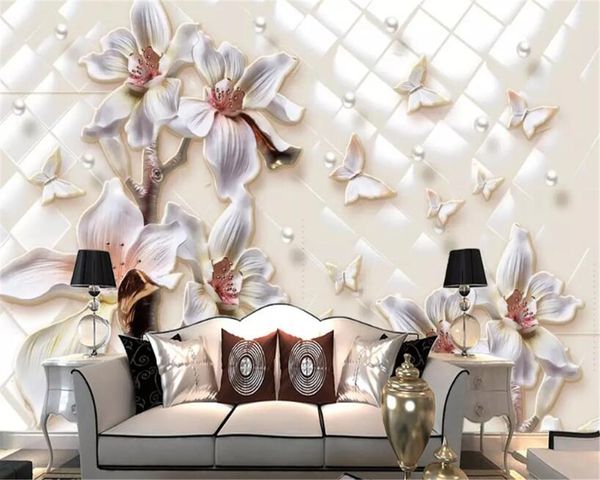 Beibehang Papier Peint Resmi 3D Fotoğraf Duvar Kağıdı Pretty Kelebek Çiçek Duvar Kağıdı 3D Duvar Kağıdı Oturma Odası Kanepe Arkaplan