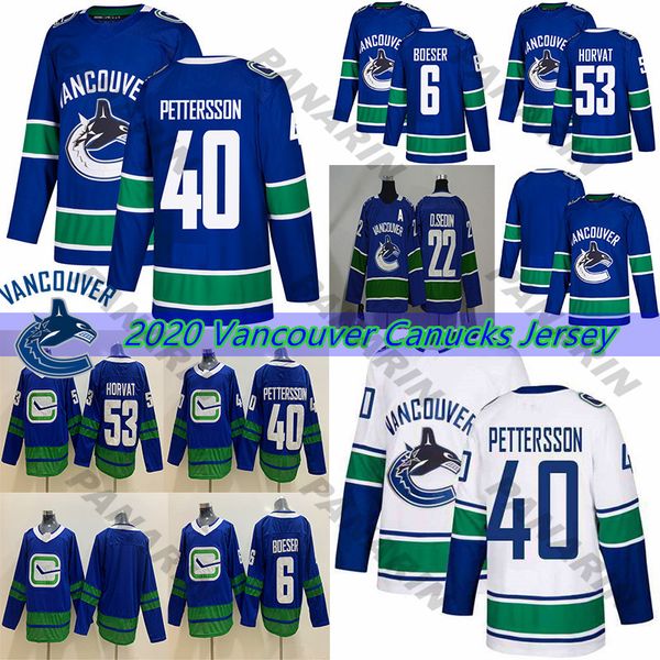 

2018-2019 mens vancouver canucks #40 elias pettersson hockey jerseys stitched #6 brock boeser #53 bo horvat vancouver canucks jersey, Black;red