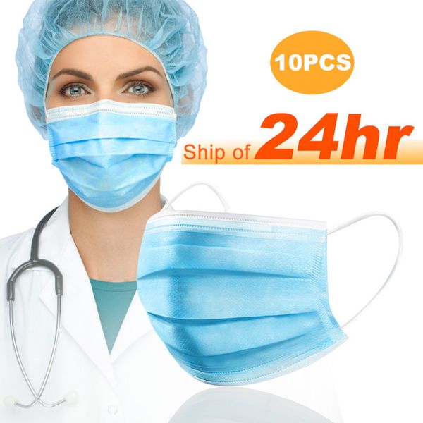 

10pcs face masks disposable 3 layers anti-dust mask facial protective cover mask set anti-dust anti-fog anti-viru salon earloop