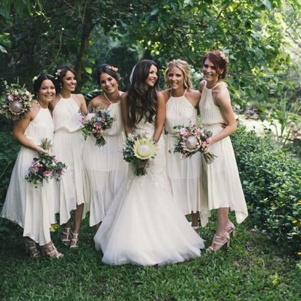 

white spaghetti straps pleats chiffon asymmetrical bridesmaid dresses sleeveless short prom evening party dresses, White;pink