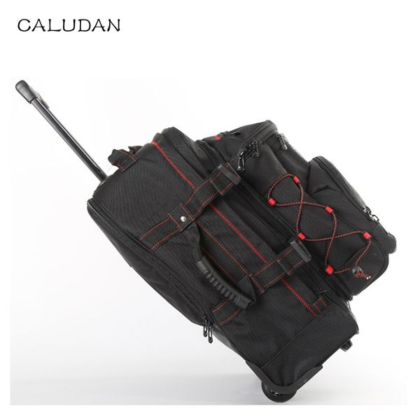 

caludan men carry on trolley luggage 20" inch travel backpack on wheels multi-purpose suitcase