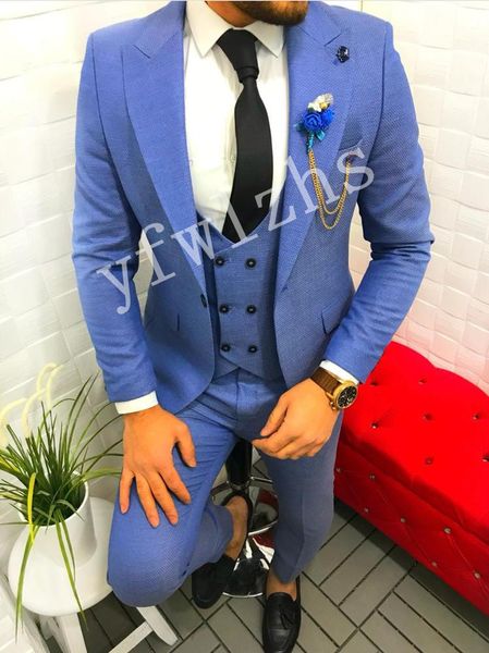 

handsome one button groomsmen peak lapel groom tuxedos men suits wedding/prom/dinner man blazer(jacket+pants+tie+vest) w172, Black;gray