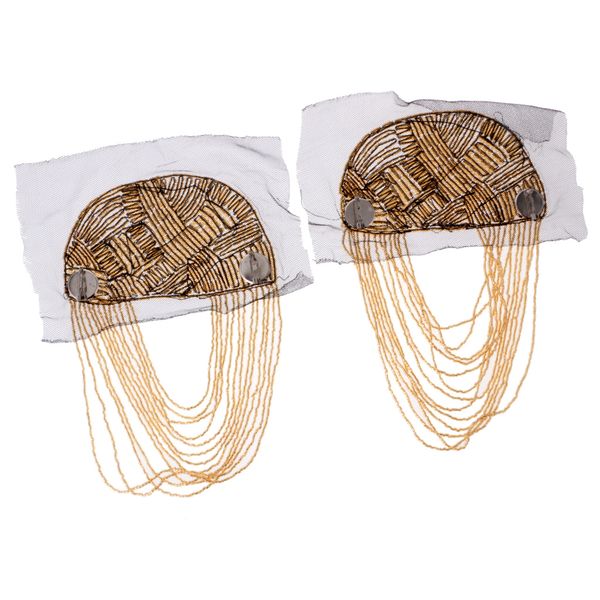 

1 pair tassel epaulette beads shoulder board mark costume brooch badges, Gray