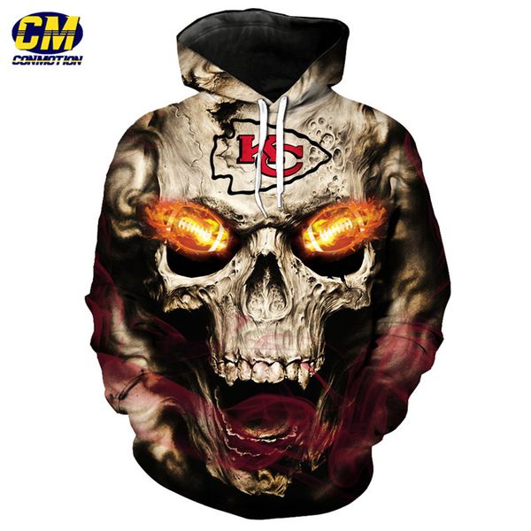 

roaring skull pullover fashion hooded sweatshirt hip hop streetwear, Black