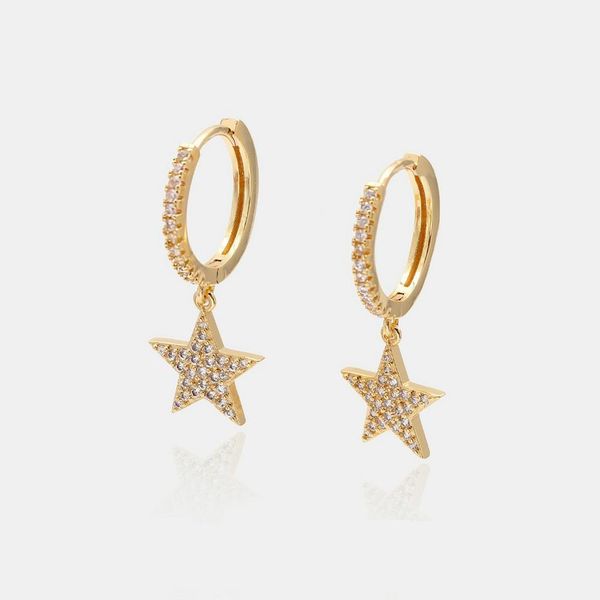 

luxury designer jewelry women earrings butterfly heart star diamond earrings copper with gold plated elegant charm earrings for girl hoop, Golden