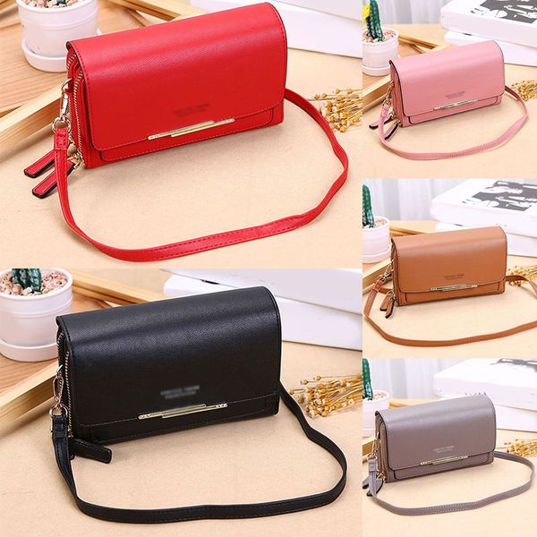 

female large capacity phone bag ladies purse with zipper luxury leather messenger bags women clutch mini crossbody shoulder bag