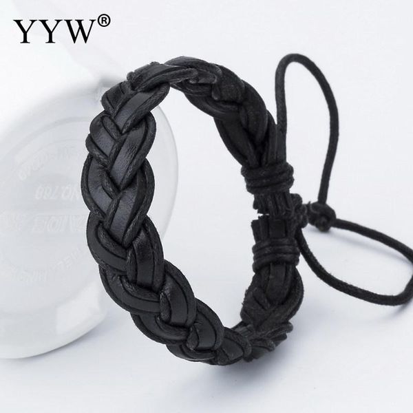 

2strands trendy man pu leather bracelet nylon cord woven business adjustable ornament wristband pulseiras high quality masculina, Golden;silver