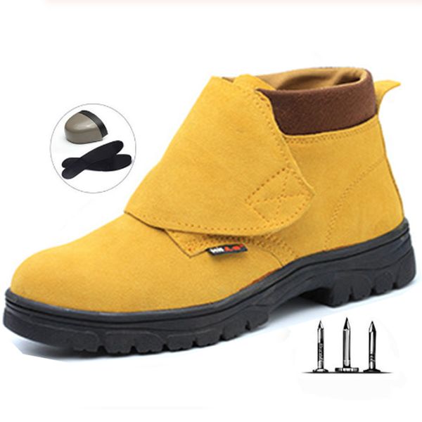 

outdoor training labor insurance shoes anti-mite stab wear-resistant anti-slip safety work shoes flip leather cowhide breathable, Black