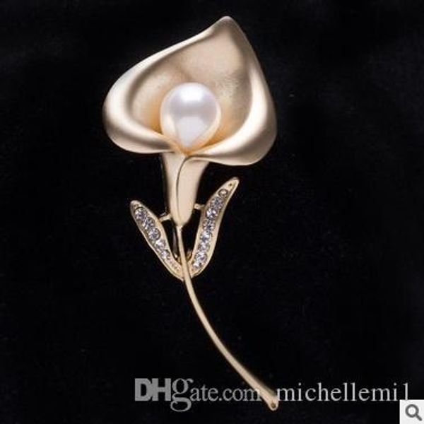 

high-grade genuine natural pearl brooch chest flower-style gift korean fashionable personality brooch beautiful and generous access to any o, Gray