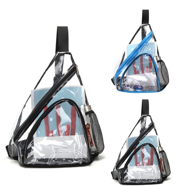 

clear pvc chest pack hit color single shoulder strap back bag crossbody bags for women men sling shoulder bag