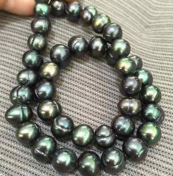Tahitian 10-11mm Peacock Green Pearl colares 18inch Ouro 14k fecho