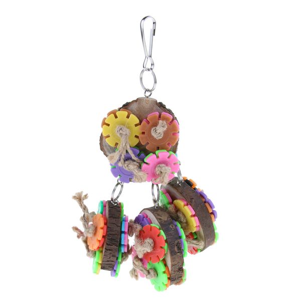 

parrot cage ornament colorful toy bird chew wood log block toy
