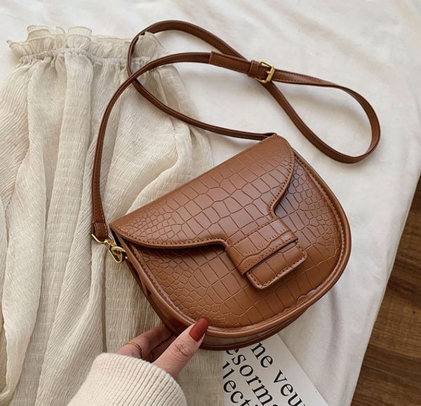 

designer women handbag fashion plain saddle bag alligator design luxury senior crossbody girl shoulder bags