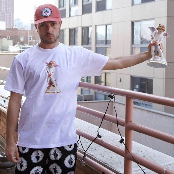 

19ss cupid angels tee женская рубашка высокое качество пара удобные свободные хип-хоп шорты рукав мужские дизайнерские футболки hfsstx210, White;black