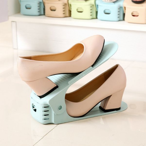

double-layer adjustable shoes rack footwear support closet stand shoes storage rack shoe organizer slot space saving cabinet