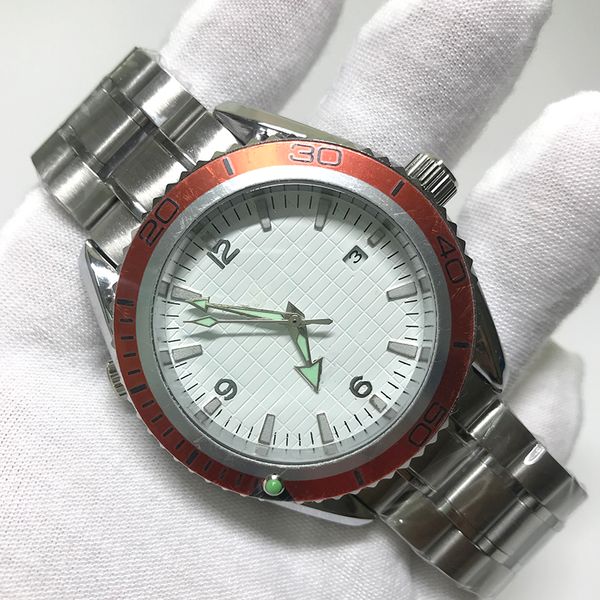 

sell 5 colors luxury watches automatic self-winding glide smooth second hand sea sweeping watch black dial red bezel master, Slivery;brown