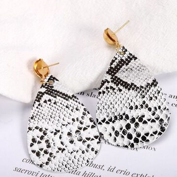 

cpop модные искусственная кожа серьги змеиная кожа шаблон капли воды серьги мода ювелирные изделия женские аксессуары девушка подарок постав, Silver