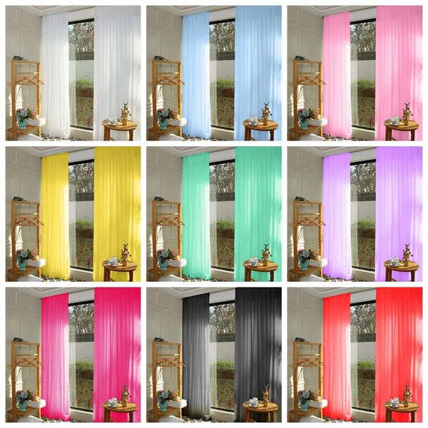 

solid color short window curtain 2.4ftx6.5ft chiffon backdrop yellow chiffon bedroom curtain sheer curtains for small windows-m