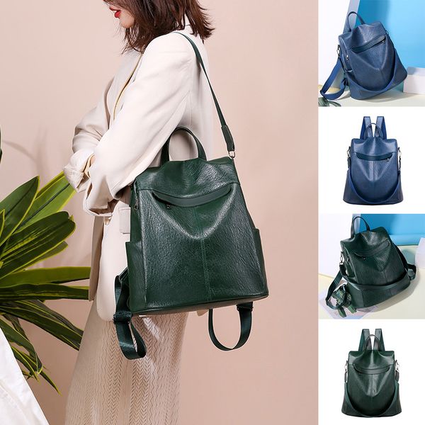 

college teenager solid vintage backpack vintage designer waterproof bag youth leather anti-theft leisure rucksack
