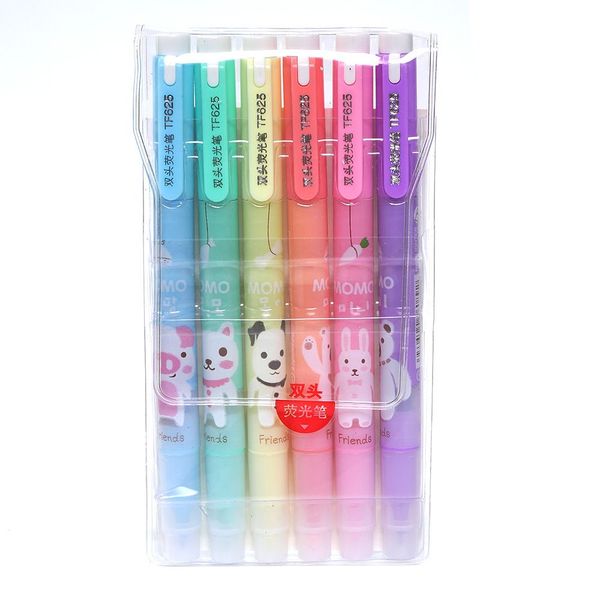 

limit shows 6 pcs/lot new cartoon cute creative focus stud highlighter marker pen marker office school supplies, Black;red