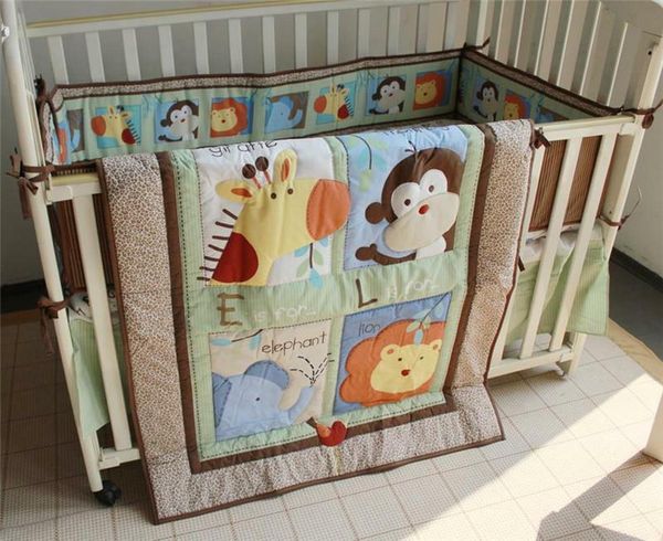 

4pcs animal baby crib nursery bedding set quilt bumper sheet crib skirt gifts baby bedding set