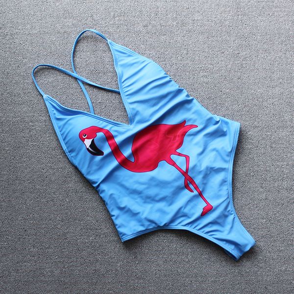 

cartoon flamingo women bathing suit beach swimwear bodysuit one piece swimsuit bikini 2019 mujer wireless padded animals, White;black