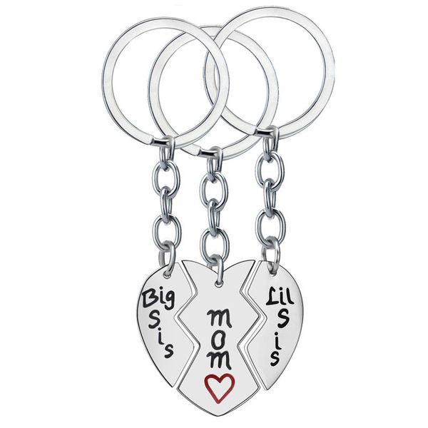 

mom birthday gift from daughter - 3pcs stainless steel mother big sis little sis keychain gifts set for mother's day (stainless, Silver