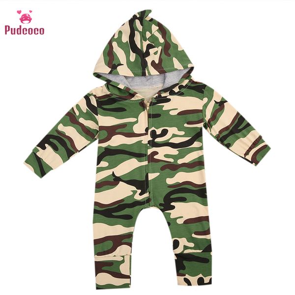 

pudcoco детская одежда ползунки зимы толстые camo теплый мальчик одежда с длинным рукавом с капюшоном комбинезон дети новорожденные outwear, Blue