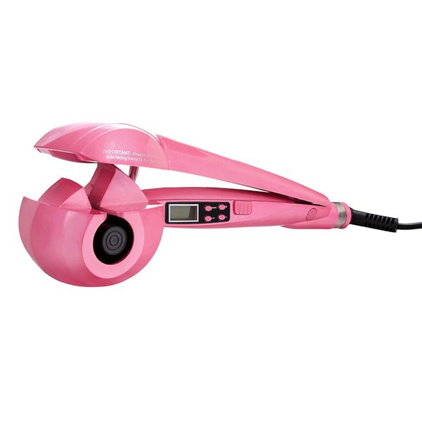 

lcd temperature display automatic curling iron heater hair care styling tools ceramic wave hair curl-magic wave hair us standard pink