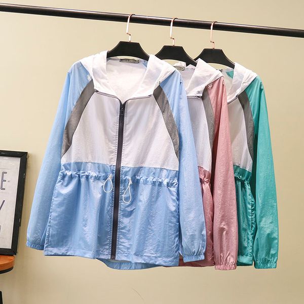 

2020 женщины повседневная свободная солнцезащитная одежда harajuku bf лоскутное модное корейское ulzzang карманы с капюшоном пальто на молни, Black;brown