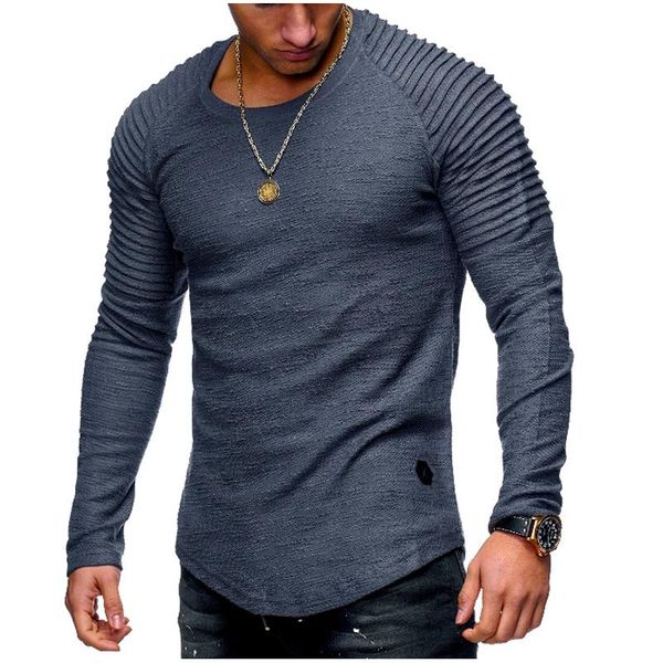 

2018 autumn men long sleeve t shirt casual o neck striped fold elastic shirts men solid tshirt hip hop 3xl, White;black