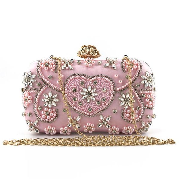 

summer new fashion women's bag beauty bag clutch dinner handmade beaded inlaid diamond fashion slant craft women's ba
