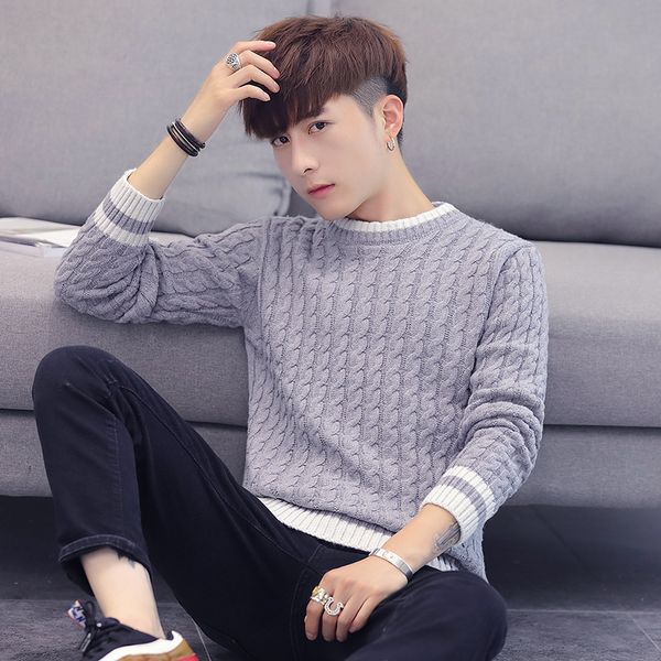 

mens sweaters black gray men winter long sleeve new sweater o-neck pullovers casual sweater coats mens, White;black