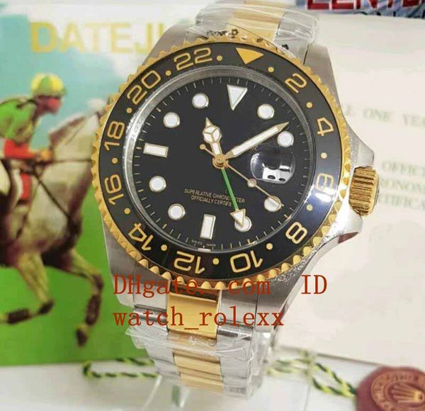 

40mm luxury automatic 2813 mens ceramic bezel gmt ii men's 18k full gold men sapphire 116718 master dive blue luminous wristwatches, Slivery;brown