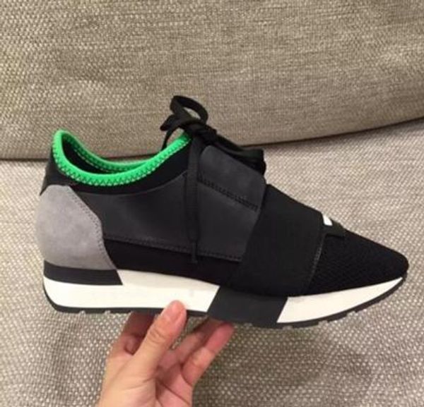 

classic brand designer sneakers men fashion leather mesh mens women race runners trainer shoes c16, Black
