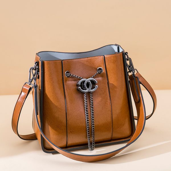 Para Mujeres Cuero Genuino Bolso de Hombro Oficina Informal Mensajero Bandolera Bolso Marrón