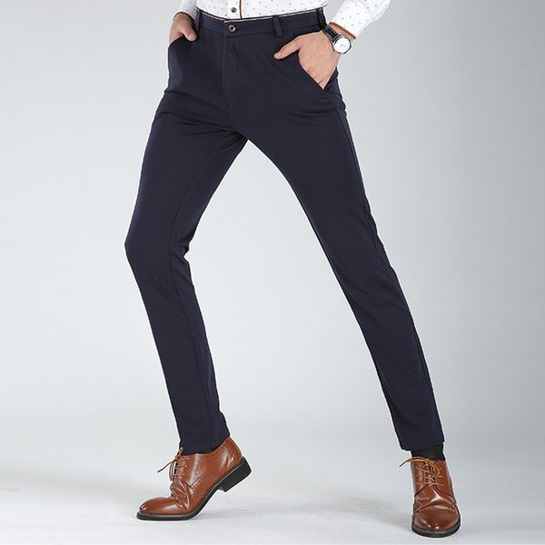

men stretch pants 2019 new casual pants trousers male clothing 5% spandex of and easy to care plus size 40, Black