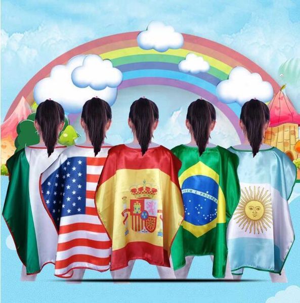 

2018 world cup flags 70*70cm children national flag single-layer festival cloak boy girls football cup party country cloak cape gift