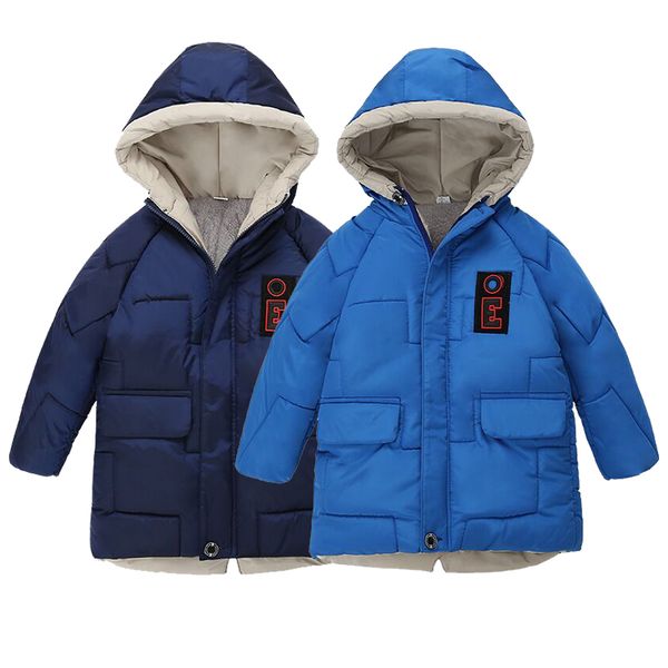 

boys outerwear jackets 2020 winter warm clothing children's jacket thickening plus velvet padded jacket boy baby hooded, Blue;gray