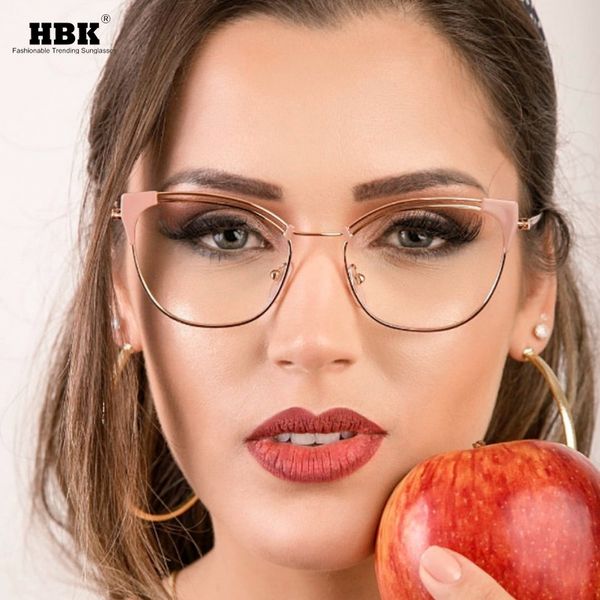 

2019 classic vintage transparent cat eye glasses frame flat myopia optical mirror simple metal women/men computer glasses uv400, Black
