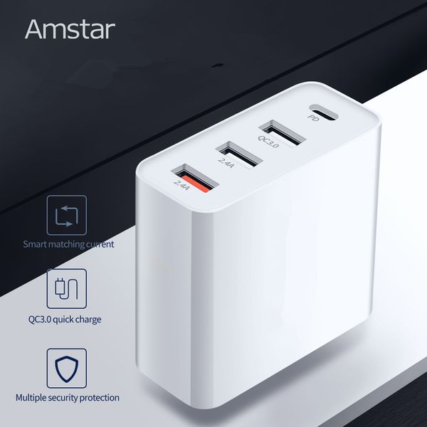 

amstar 48w multi quick charge 3.0 pd type c usb charger for iphone 11 xs x samsung 10 9 huawei tablet qc 3.0 fast wall charger