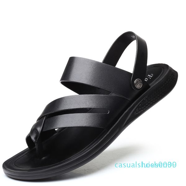 

summer new men breathable beach shoes trend flat heel two-way sandals and slippers men sandals l30, Black